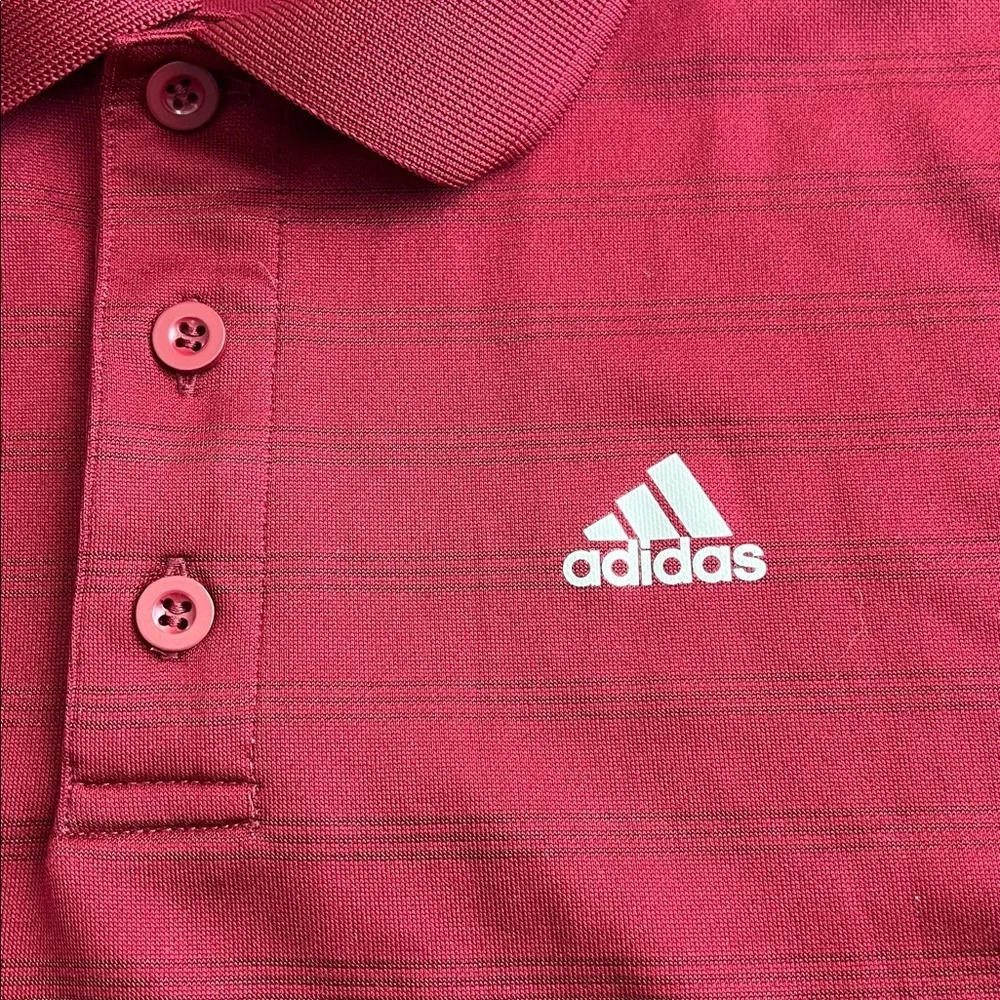 Adidas Athleisure Polo Burgundy Stripe Size Small